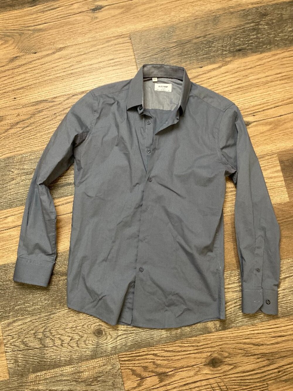 Duchamp London Men’s Dress Shirt M 15 38 Gray Tailored Fit 100% Cotton